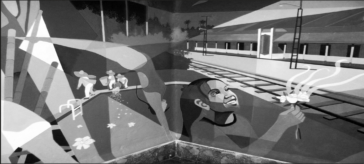 Fragmento del mural “Expresiones con lenguaje florido” del muralista Quintín Pérez. Está  ubicado en el interior del Palacio Municipal de Fortín de las Flores, Veracruz