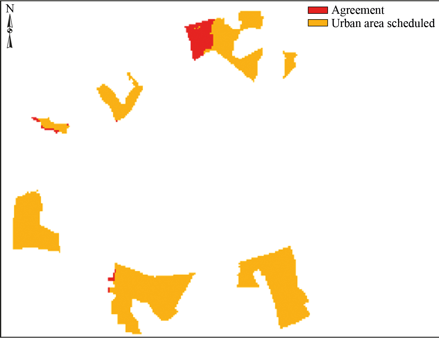 Consistency of selection by distance with the planned urban area 