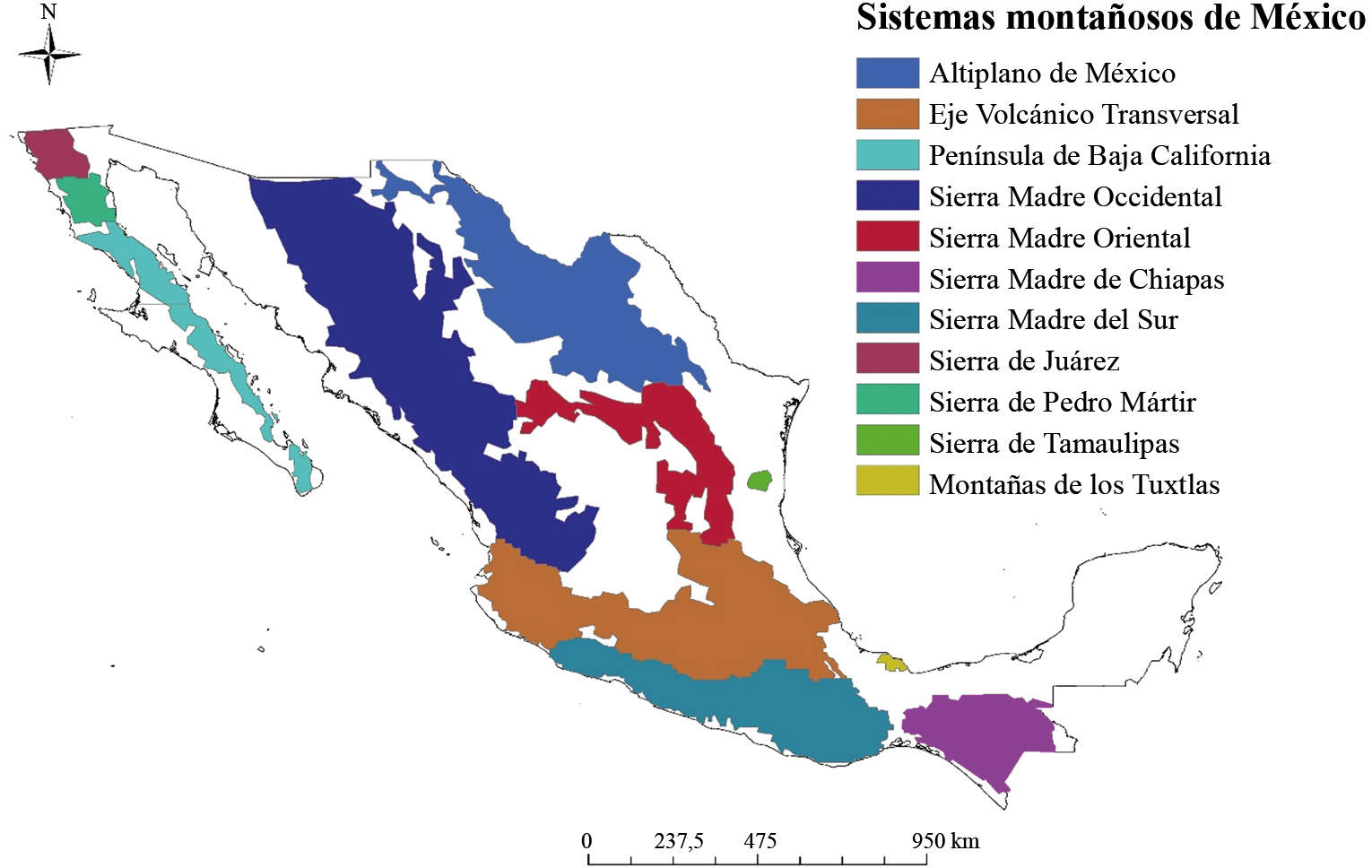 Ubicación de las regiones montañosas de México 