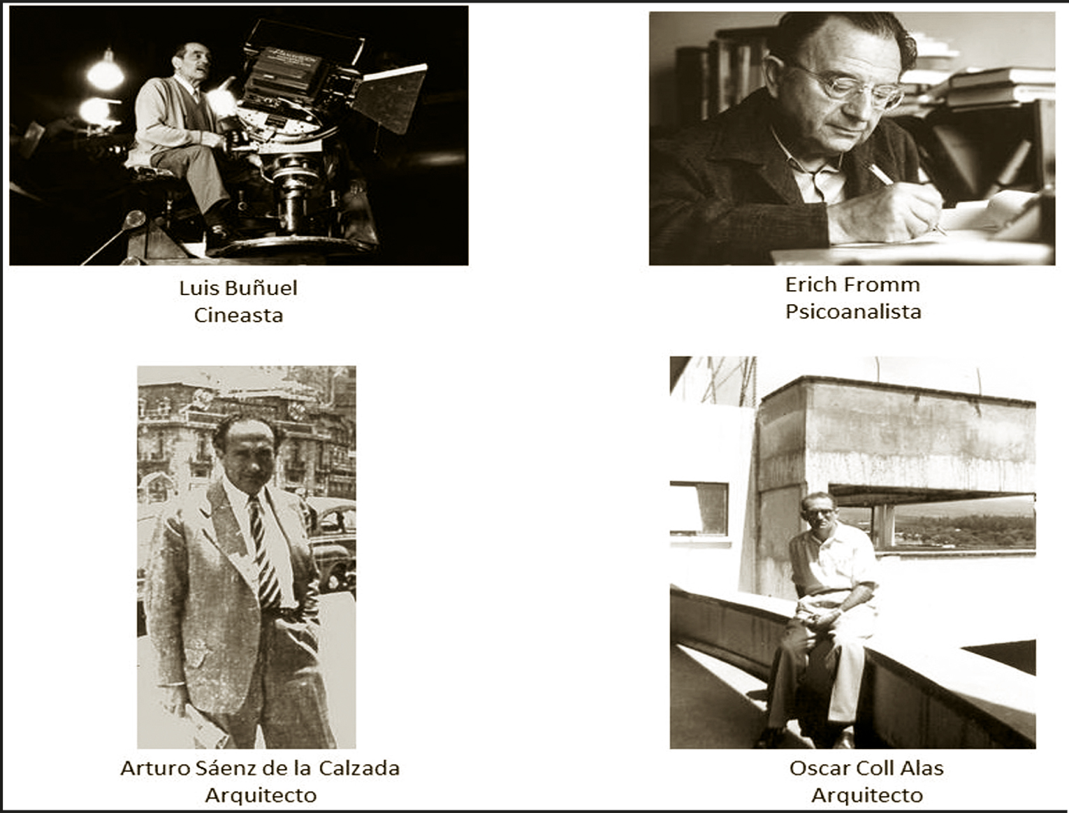 Imagen de Luis Buñuel, Erich Fromm, Arturo Sáenz de la Calzada y Oscar Coll 