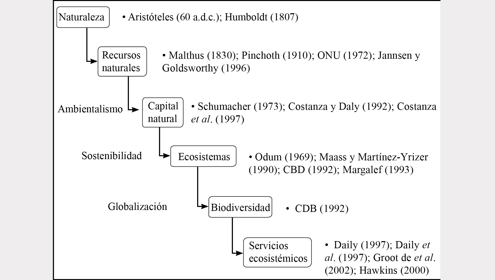 Evolución conceptual del enfoque servicios ecosistémicos 