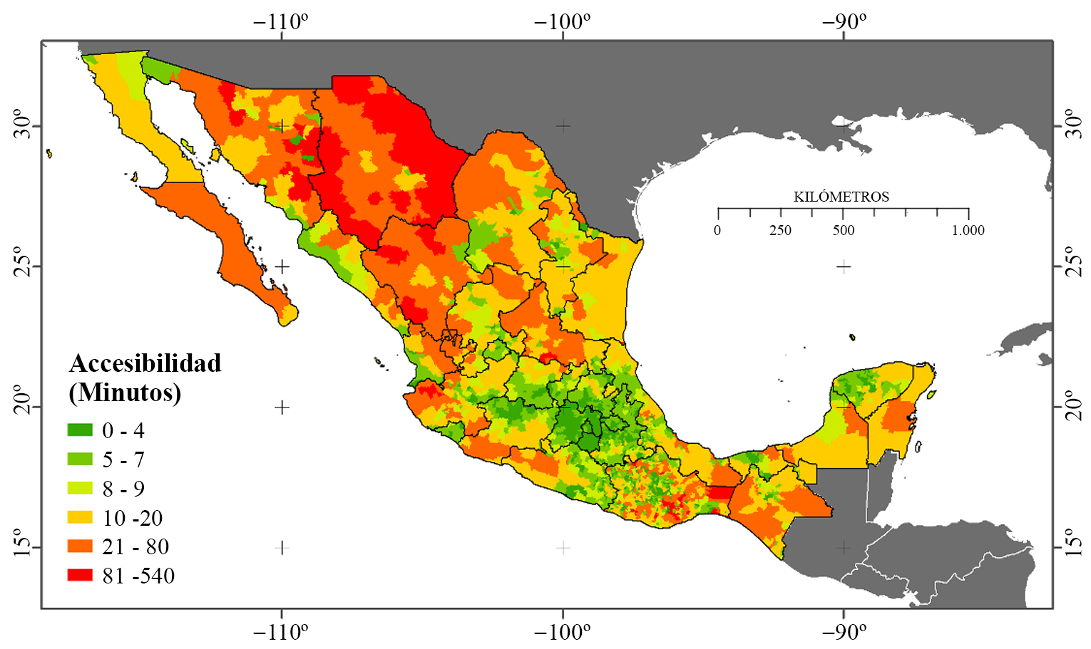 Índice de accesibilidad a establecimientos de salud en México 