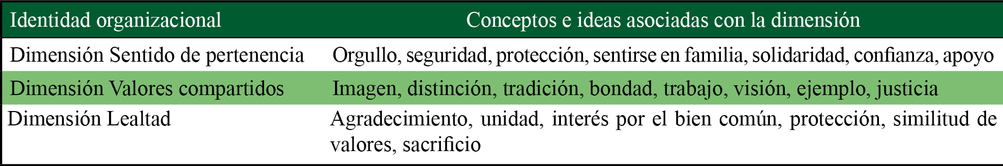 Dimensiones de identidad organizacional