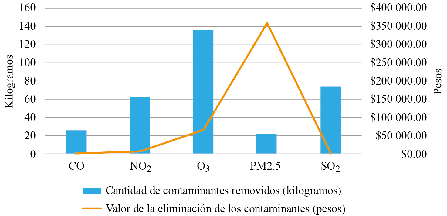Eliminación de contaminantes por el arbolado de la Laguna de San Baltazar