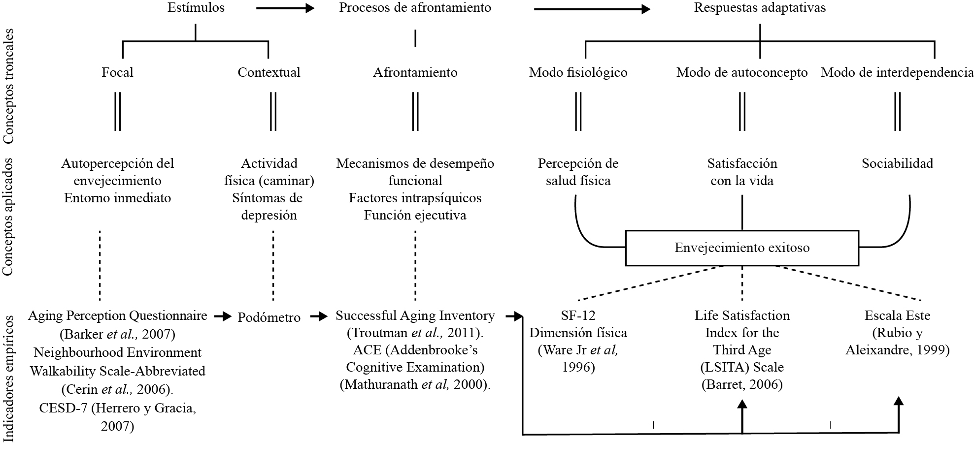 Estructura conceptual-teÃ³rica-empÃ­rica del envejecimiento exitoso.