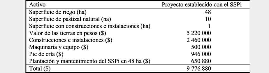Inversión fija de la UP bajo manejo de SSPi en
Apatzingán, Michoacán